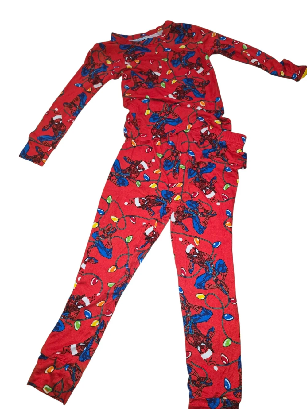Marvel Red Spider-Man Holiday Pajama Set with Multicolor Lights